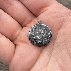 Vintage Elco 925 Sterling Silver "Happy Birthday" Etched Disc Pendant Charm